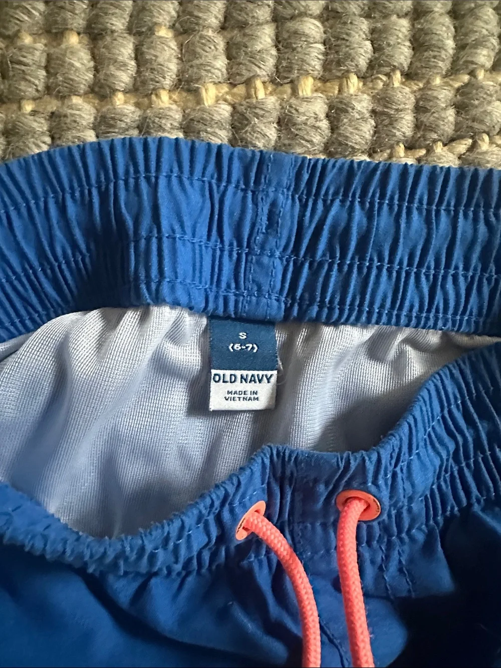 Old Navy Boys Royal Blue Swim Shorts with Pink Drawstring Swim Trunks